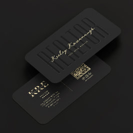 Modern Realtor Monogram Black Real Gods Agent Visitkort
