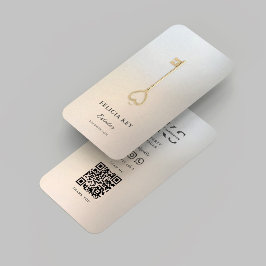 Modern Realtor Monogram Real Gods Silver QR Visitkort