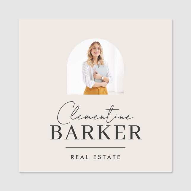 Modern Realtor Name Badge with Photo Arch Elegant Namnbricka (Framsida)