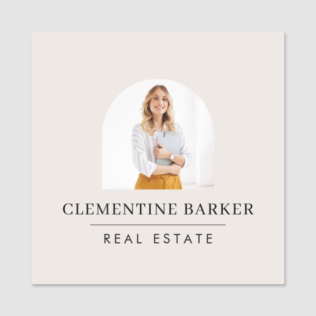 Modern Realtor Name Badge with Photo Arch Elegant Namnbricka (Framsida)