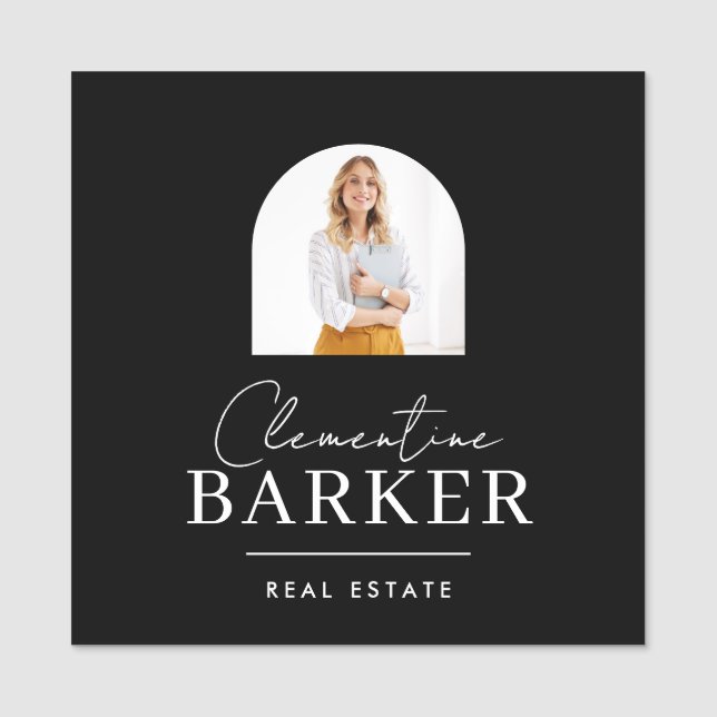 Modern Realtor Name Badge with Photo Arch Elegant Namnbricka (Framsida)