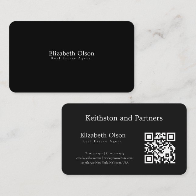 Modern Realtor Promotional simple qr code style Visitkort (Fram/baksida)