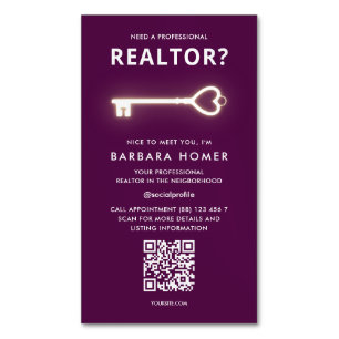 Modern Realtor Real Gods Agent Grape Vin Magnetiska Visitkort