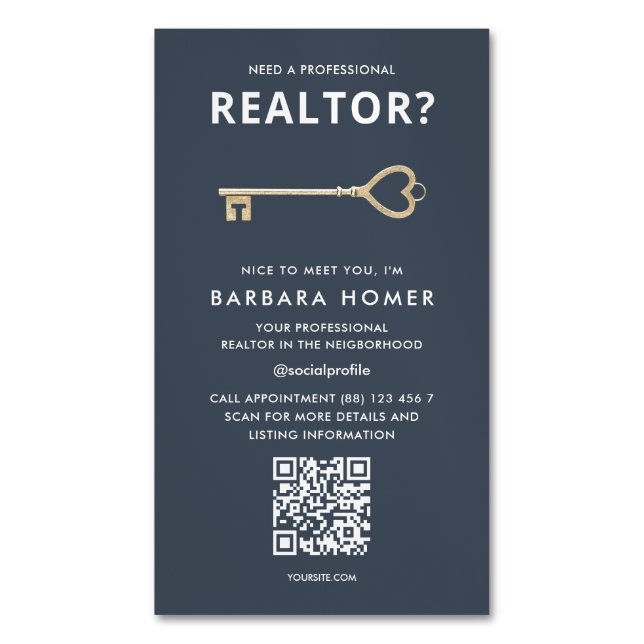 Modern Realtor Real Gods Agent Möte QR Magnetiska Visitkort (Framsida vertikal)