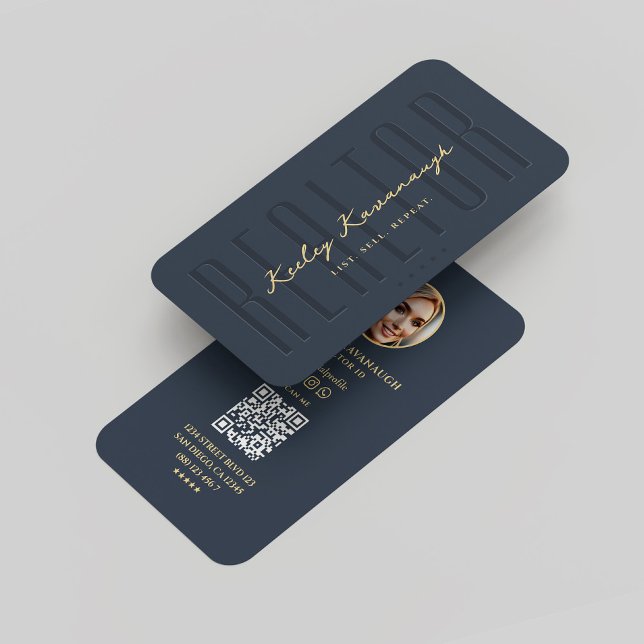 Modern Realtor Real Gods Agent Photo Blue Visitkort (Modern Realtor Real Estate Agent Photo Blue Business Card
)