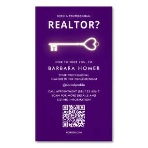 Modern Realtor Real Gods Agent Royal Lila Magnetiska Visitkort