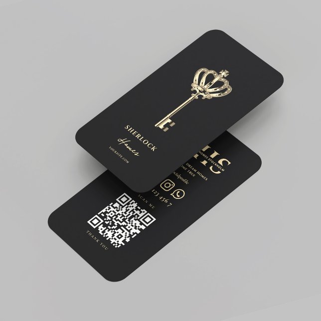 Modern Realtor Real Gods Monogram Black Guld Visitkort (Modern Realtor Real Estate Monogram Black Gold Business Card
)