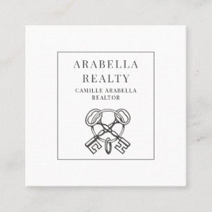 Modern Realty Company Nyckel Logo Fyrkantigt Visitkort