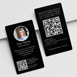 Modern recensionsförfrågan med QR-kod och svart fo Visitkort