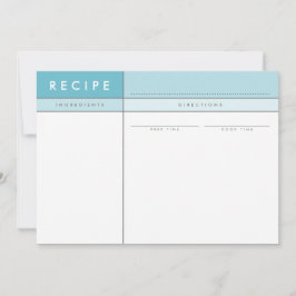 MODERN RECIPE CARD-organisatör fet minimal aqua Tack Kort