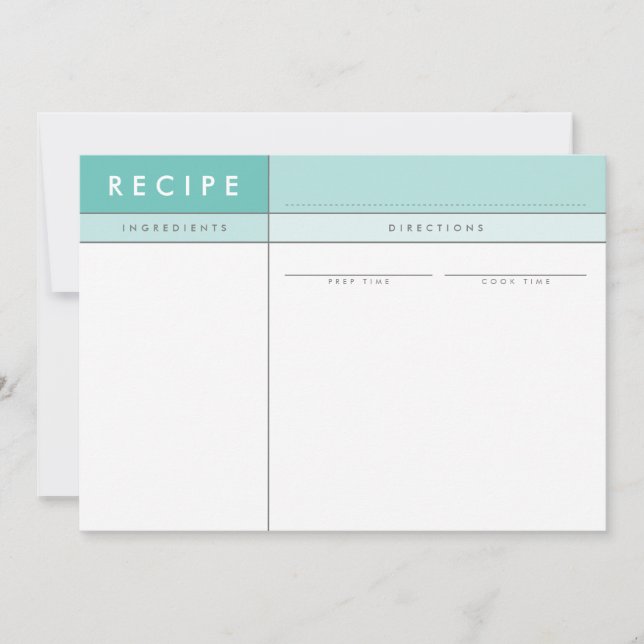 MODERN RECIPE CARD-organisatör fet minimal jade Tack Kort (Framsida)