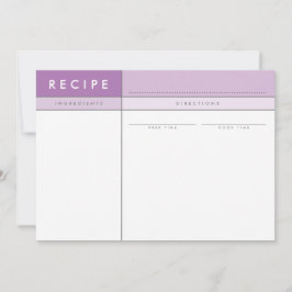 MODERN RECIPE CARD-organisatör fet minimal lila Tack Kort