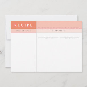 MODERN RECIPE CARD-organisatörsblock - minimalt or Tack Kort