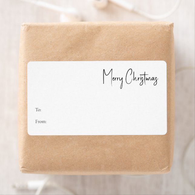 Modern Rectangle Gift med julskript Fraktsedel (Insitu)