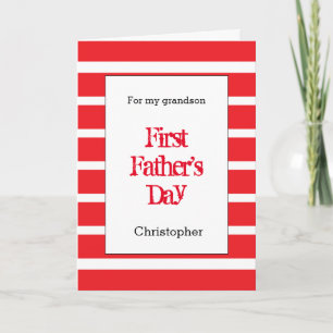 Modern Red 1st Fars dag Grandson Kort