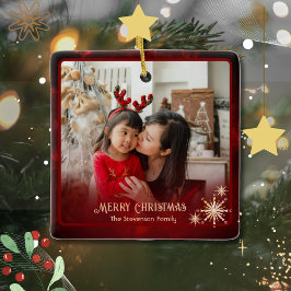 Modern Red 2 Photos Family jul Julgransprydnad Keramik