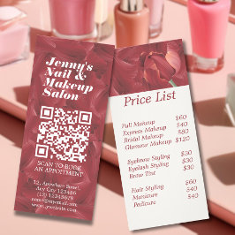 Modern Red Abstrakt Mönster Nagel Makeup Pris List Reklamkort
