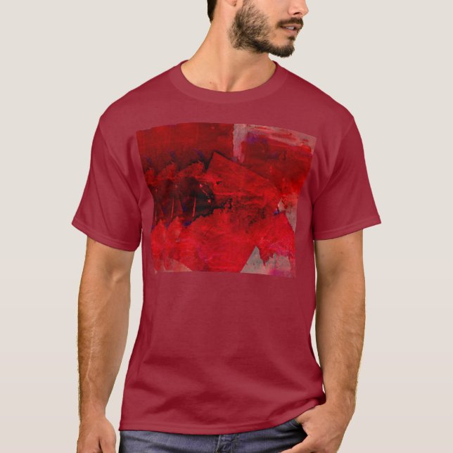 Modern Red Abstrakt Painting Art Tee Shirt (Framsida)