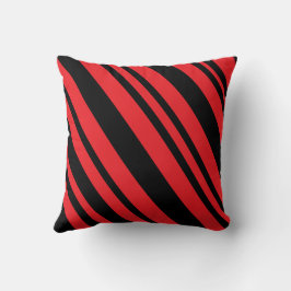 Modern Red and Black Diagonal Rand Dekorativ kudde