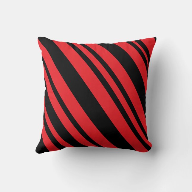 Modern Red and Black Diagonal Rand Dekorativ kudde (Baksida)