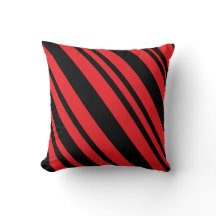 Modern Red and Black Diagonal Rand Dekorativ kudde