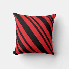 Modern Red and Black Diagonal Rand Dekorativ kudde