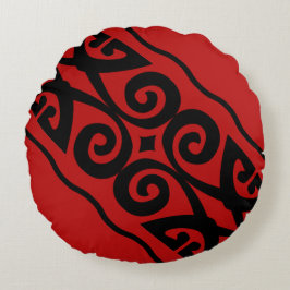 Modern Red and Black Mönster Rund Kudde