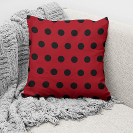 Modern Red and Black Polka dots Mönster Kudde