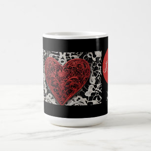 Modern Red and Black Snöre Kärlek Kaffemugg
