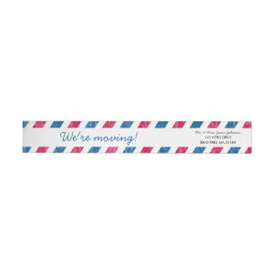Modern Red and Blue Airmail Returadress Wrap Etikettband