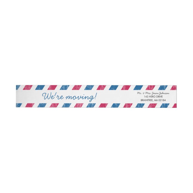 Modern Red and Blue Airmail Returadress Wrap Etikettband (Individual)