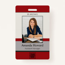 Modern Red and Grått Employee Photo ID Company