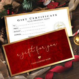 Modern Red and Guld Add Logotyp Gift Certificate