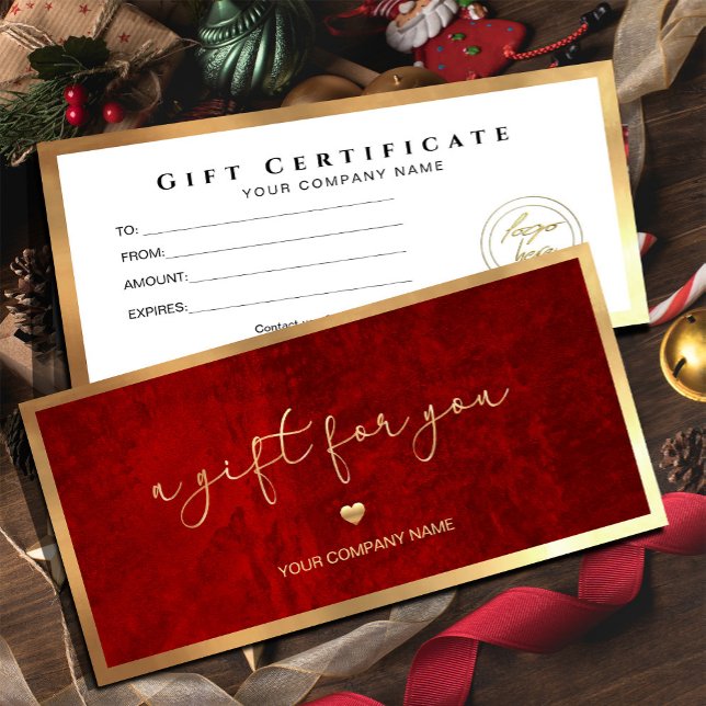 Modern Red and Guld Add Logotyp Gift Certificate (Modern Red And Gold Add Logo Gift Certificate #deepred #scratchred #texure #voucher #luxurygiftcard)