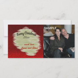 Modern Red and Guld jul Photo Card Julkort