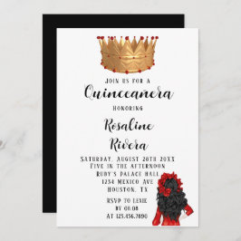 Modern Red and Guld Quinceanera Birthday Inbjudningar