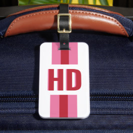 Modern Red and Pink striped Shadow Monogram Travel Bagagebricka