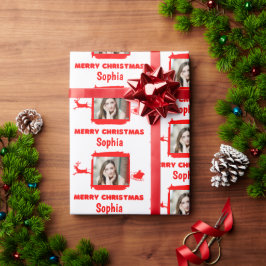 Modern Red and White 1 Photo God jul Presentpapper