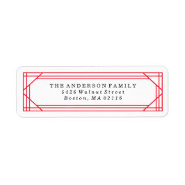 Modern Red and White Art Deco | HELGDAG Returadress Etikett