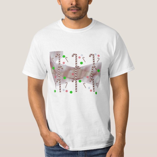 Modern Red and White Candy cane T-Shirt (Framsida)