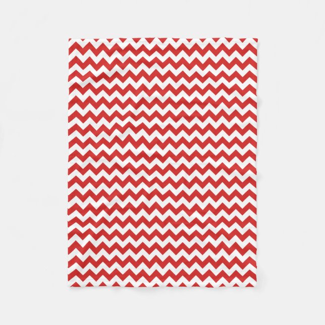 Modern Red and White Chevron Zigzag Fleecefilt (Framsidan)