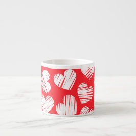Modern Red and White Doodled Heart Valentine Day Espressomugg
