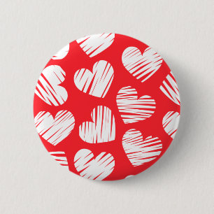 Modern Red and White Doodled Heart Valentine Day Knapp