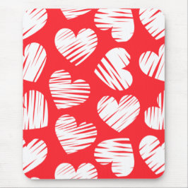 Modern Red and White Doodled Heart Valentine Day Musmatta