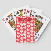 Modern Red and White Doodled Heart Valentine Namn