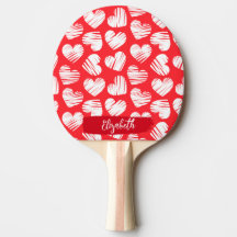 Modern Red and White Doodled Heart Valentine Namn
