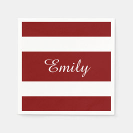 Modern Red and White Stripe Namn Pappersservett