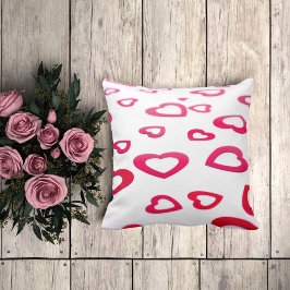 Modern Red and white Valentine-hjärtan Kudde