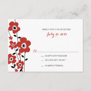 Modern Red Anemone Flower Bröllop OSA Kort