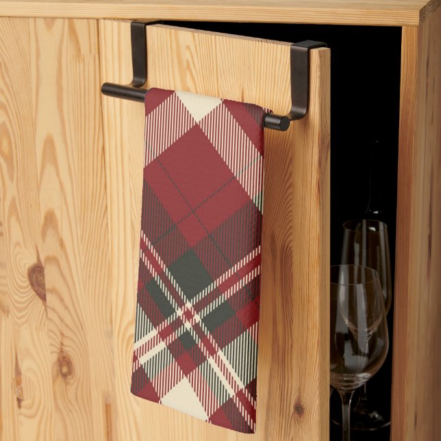 Modern Red Beige Christmas Pattern Kökshandduk (Thirds Fold)